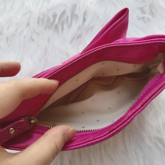 Kate Spade Plaza Bow Pouch Wristlet- Fuchsia - Picture 5 of 5